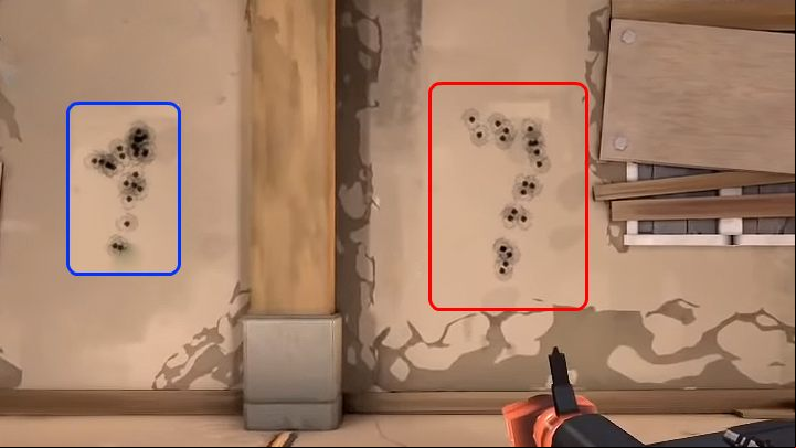 The image above shows an example of the Odins spread, one of the weapons in Valorant - Valorant: Heavy weapons guide - Ares, Odin - Weapons - Valorant Guide