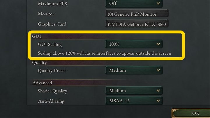 In the Graphics tab you can find a section with the GUI settings - Victoria 3: Accessibility - Annex - Victoria 3 Guide