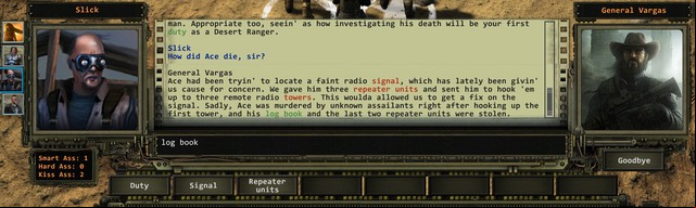The dialogue screen. - Dialogues | The basics of the gameplay - The basics of the gameplay - Wasteland 2 Game Guide & Walkthrough