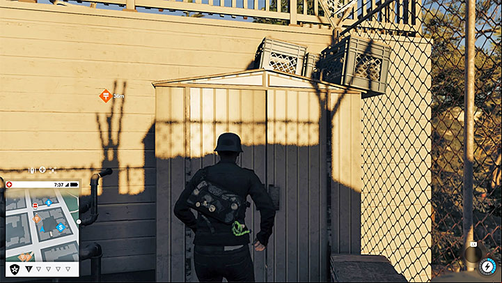 Through here you can get on the roof - Paint Job (graffiti mission) | Side Operations - Side Operations - Watch Dogs 2 Game Guide