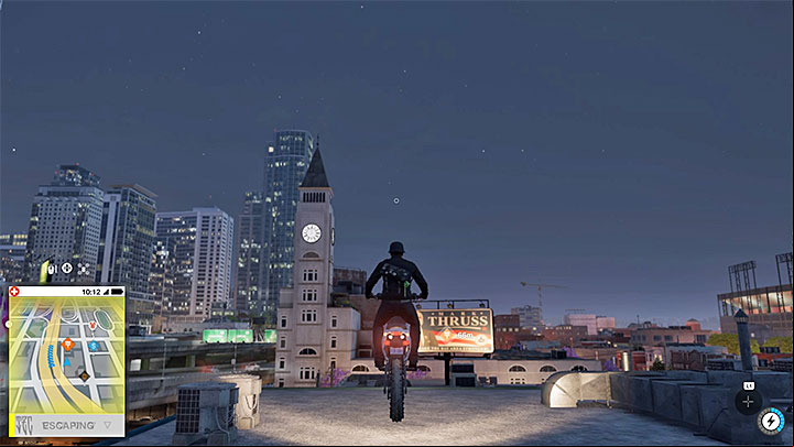 Use the motorcycle to jump across to the building with the billboard - Paint Job (graffiti mission) | Side Operations - Side Operations - Watch Dogs 2 Game Guide
