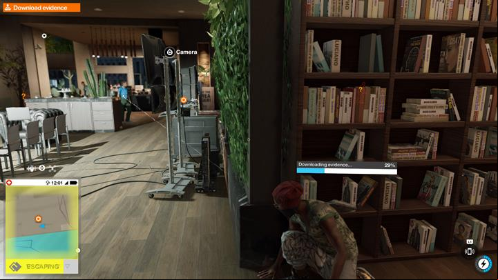 Hide behind the bookshelf while the data is ing - Power to the Sheeple | Main Operations - Main Operations - Watch Dogs 2 Game Guide
