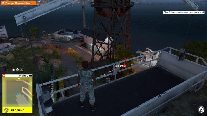 Use the lift to get on the ground - as soon as you do, run towards the beach and use a motorboat to flee - $911 | Side Operations - Side Operations - Watch Dogs 2 Game Guide