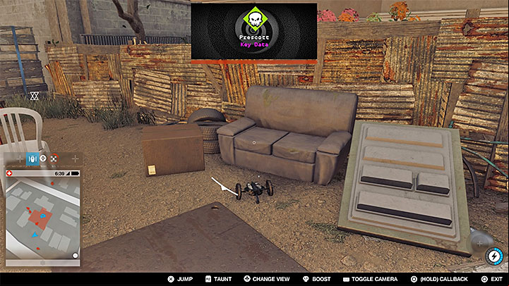 The suitcase containing key data is on a small yard, which is treated as restricted area - Key data - locations from 13 to 24 - Collectibles - Watch Dogs 2 Game Guide