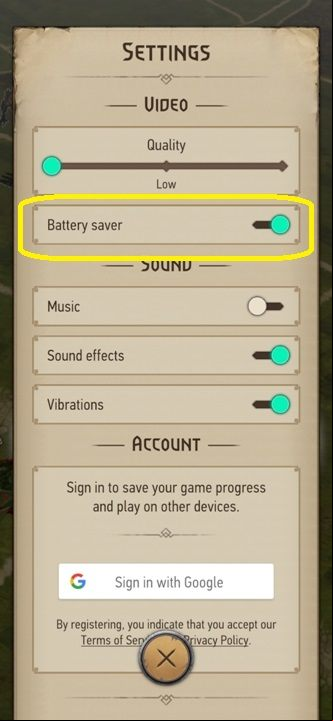 However, if you don't want to decrease the quality of your graphics, which really suffer on the lowest settings, you can select the "battery/energy saving" option - The Witcher Monster Slayer: Battery - how to save? - FAQ - Witcher Monster Slayer Guide