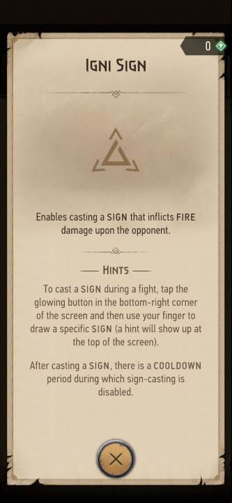Effect: allows you to cast a sign that deals fire damage - The Witcher Monster Slayer: Skills - signs - Skills - Witcher Monster Slayer Guide