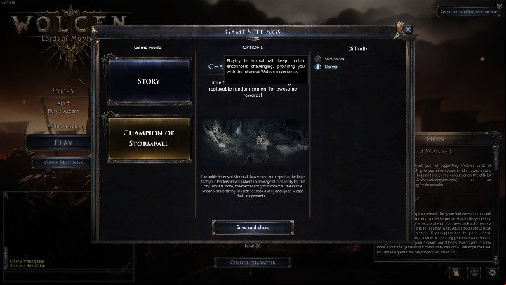 You can, however, change it at any time in the games starting menu - How do I change the difficulty level in Wolcen? - FAQ - Wolcen Lords of Mayhem Guide