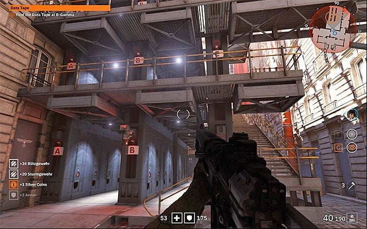 Try to get rid of your opponents on the ground floor of the building - Data Tape | Wolfenstein Youngblood Walkthrough - Side missions - Wolfenstein Youngblood Guide