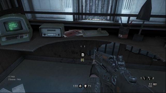 On the tabletop, at the reception - The Eisenwald Prison - Secrets - Wolfenstein: The New Order - Game Guide and Walkthrough